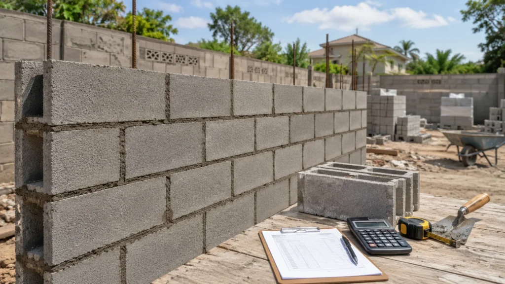 cinder block wall construction